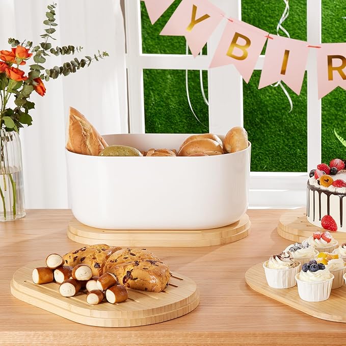 HouseJoy Large Bread Box for Kitchen Countertop,Fiber Bread Box With Thick Cutting Board Lid-Includes,White Bread Storage for Homemade Container,Corner Bread Holder for Toast Bagel Donut Cookies