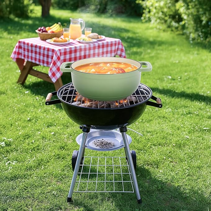 ROVSUN 5 Quart Enameled Cast Iron Dutch Oven with Lid, Dual Handles, Oven Safe up to 500°F or on Stovetop, Compatible for Braising, Stews, Roasting, Bread Baking- Sage Green