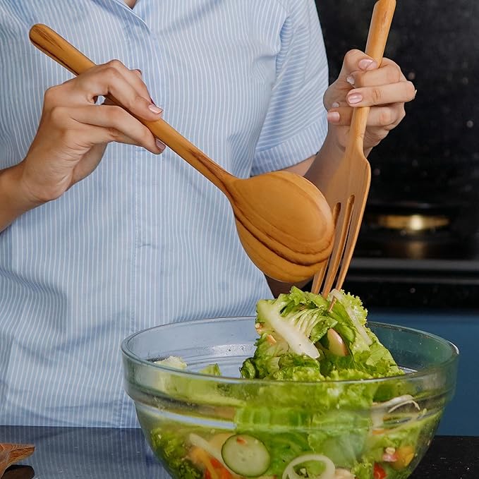 SHUMARU 11-Piece Handmade Teak Utensil Set – Premium Old Bali Teak Wooden Cooking Spoons & Spatulas, Eco-Friendly & Ergonomic Kitchen Tools Safe for Non-Stick Cookware