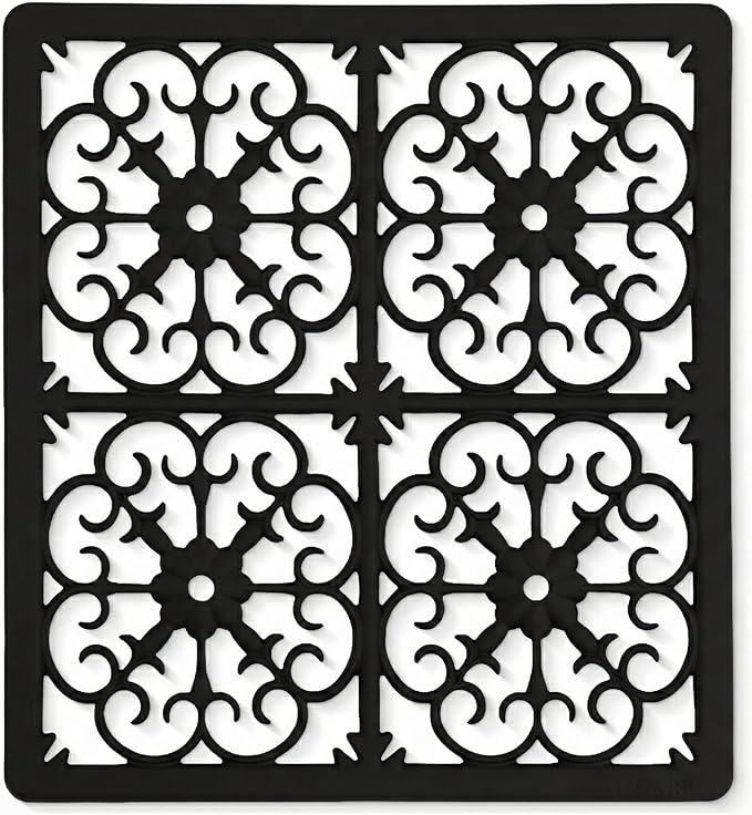 GASARÉ, Extra Large, Thick, Silicone Trivet for Hot Dishes, Pots, and Pans, Heat Resistant Mat for Countertop, Hot Pad for Kitchen, Easy to Clean, 12 x 10.9 x 3/8 Inches, Black