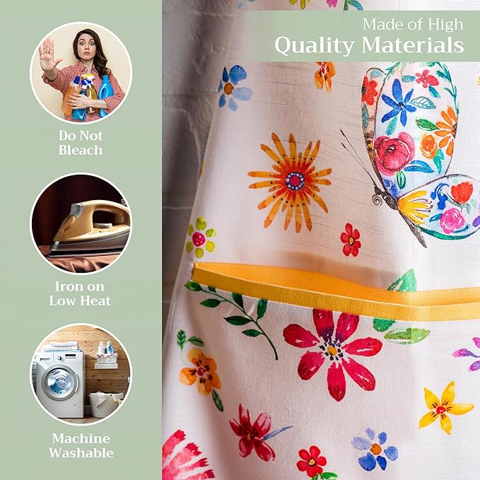 Maison d' Hermine 100% Cotton Apron for women with Pocket Kitchen Chef Apron for Men Cooking Gardening Server Waitress