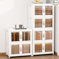Large Stackable Storage Bins with 2 Lids, 690QT-115QT*6Pack Foldable Cabinet for Closet Organizers, Plastic Storage Containers Box with Wheels