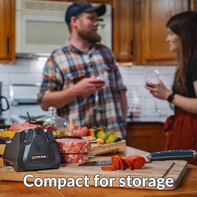 Work Sharp Electric Kitchen Knife Sharpener - Get knives ready for cookouts and BBQ's- Fits in Kitchen Drawer, Sharpens every time, fast & easy