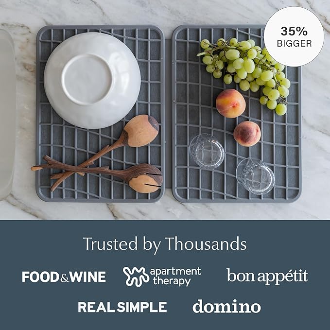 Dorai Home Dish Pad - Diatomaceous Earth Stone Drying Mat for Kitchen Counter - Quick Drying -Stone Dish Drying Mat for Kitchen - (24.6" x 16.5")