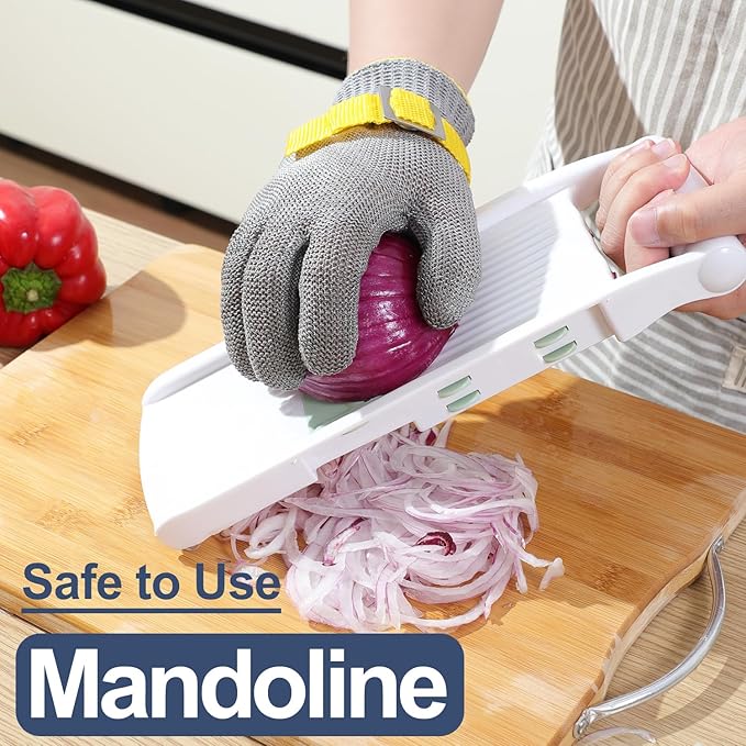 Dowellife ANSI A9 Cut Resistant Glove Food Grade, Stainless Steel Mesh Metal Knife Cutting Glove for Butcher Meat Cutting Oyster Shucking Kitchen Mandoline Chef Slicing Fish Fillet (Small-12 Pcs)