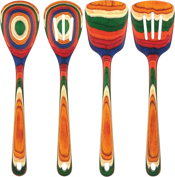 Totally Bamboo Baltique Marrakesh Collection 4 Piece Cooking Utensil Set, Safe for Nonstick