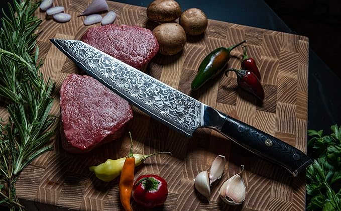 Oxford CHEF Kiritsuke Chef's Knife 8 Inch Damascus Japanese VG10 Super Steel 67 Layer High Carbon Stainless Steel