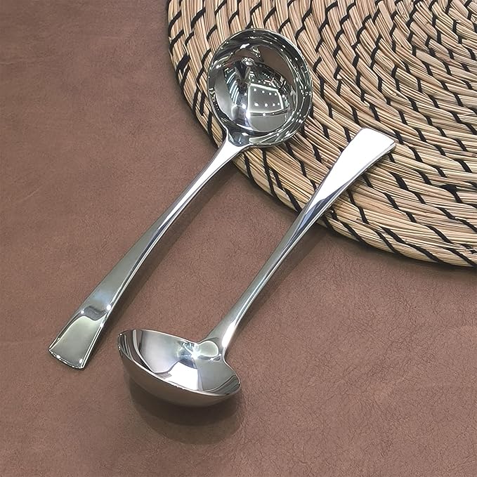 7.7 Inch Small Ladle,Pack of 2,Premium 18/10 Stainless Steel Kitchen Ladle for Soups,dressings,Sauces,Gravy,Stews and More,Silver