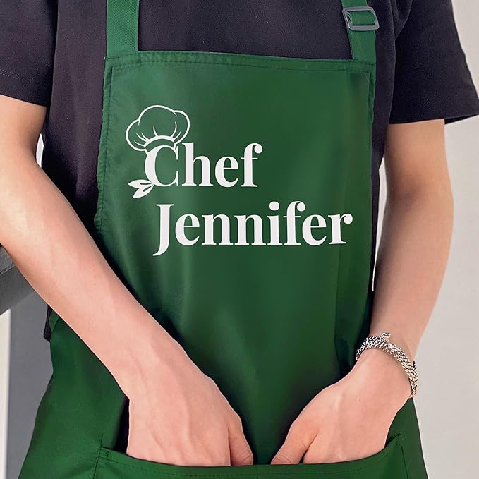 Custom Aprons for Women and Men, Personalized Chef Apron, Personalized Kitchen Apron with Pockets, Grilling & Cooking Aprons, Delantales de Cocina para Mujer, Gifts for Chefs