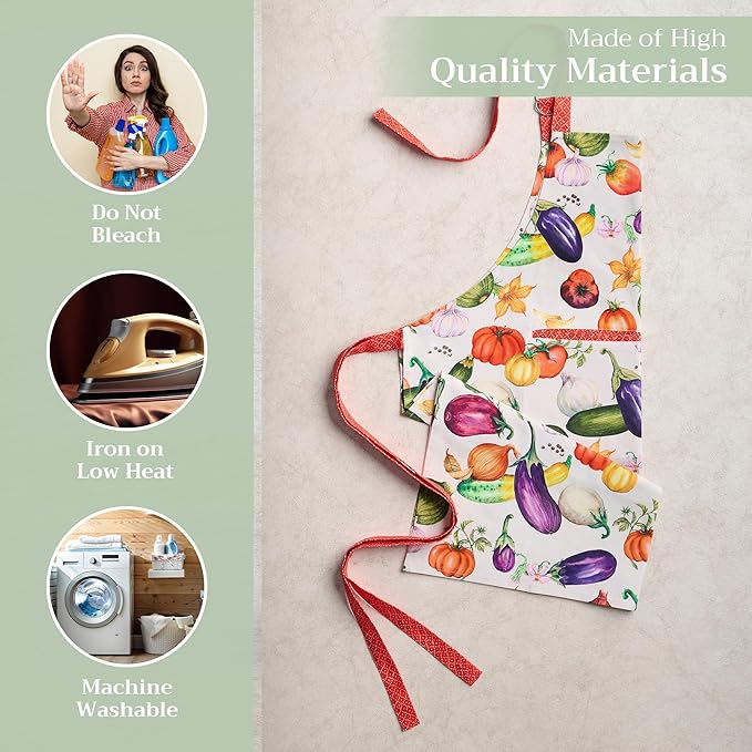 Maison d' Hermine 100% Cotton Apron for women with Pocket Kitchen Chef Apron for Men Cooking Gardening Server Waitress