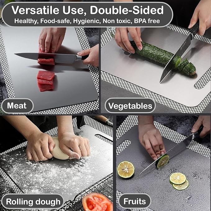 Titanium Cutting Board - Non Plastic Cutting Boards for Kitchen, Double Sided, Non Toxic Cutting Board, Durable, Dishwasher Safe Titanium Chopping Board for Meat, Fruit, and Vegetables