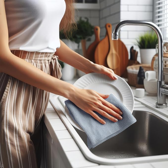 Extra Soft Kitchen Hand Towels - 4 Pack, (20" x 30") - Large & Cozy - Versatile as, Turkish Dish Towels, Large Kitchen Towels, Dish Towel for Drying, Bathroom Hand Towels, Denim and Dark Blue