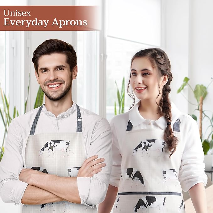 Maison d' Hermine 100% Cotton Apron for women with Pocket Kitchen Chef Apron for Men Cooking Gardening Server Waitress
