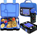 Bevalsa Kids Bento Lunch Box with 6 Compartment, Stainless Steel Metal Water Bottle, Insulated Bag & Utensils, BPA-Free Leakproof Food Container for School Boys Girls, Back To School Gift