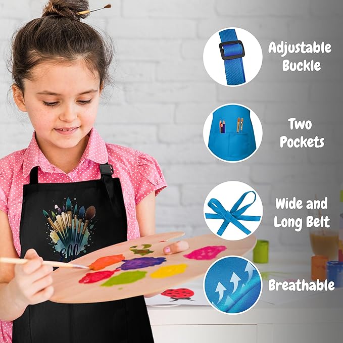 Kids Craft Apron with Custom Name for Painting and Arts – Personalized Apron, Great Christmas Stocking Stuffer or Gift Idea