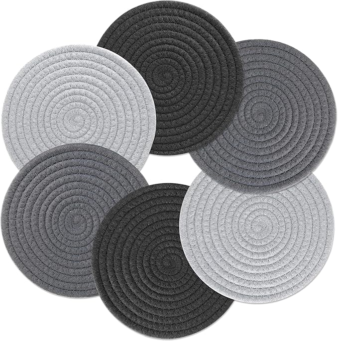 Trivets for Hot Dishes, 8 Inch Thicken Heat Resistant Pot Holders for Kitchen, 6 Pcs