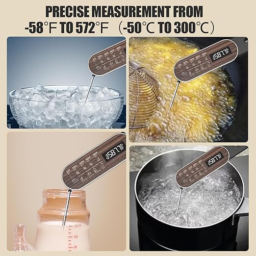 Rechargeable Meat Thermometer Digital with Ultra-Fast 0.5 Sec Instant Read, NIST Certified ±0.5°F Accuracy, Auto-Rotating Backlight Display, IP67 Waterproof, Oven Safe for Grill, BBQ, Smoker, Candy