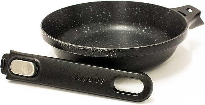 BergHOFF GEM Non-Stick Cast Aluminum Frying Pan 8" 1.2 qt. Black Stay-Cool Detachable Handle Ferno-Green PFOA-Free Induction Cooktop Fast Heating Oven Safe