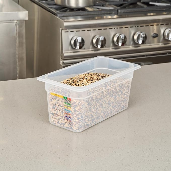 Restaurantware Food Pans Pack of 10 Plastic Rectangle Food Containers 1/3 Size with Traceability Label, Storage Containers Dishwashable Hot Cold Friendly for Restaurants Buffet Commercial Use