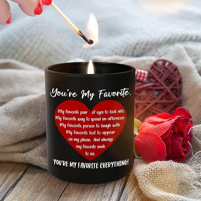 OASSIE Christmas Couple Gifts for Boyfriend Girlfriend - You're My Favorite Vanilla Lavender Candle 10 oz - Wedding Anniversary Couple Candle, Romantic Love Birthday Gifts for Him Her Husband Wife