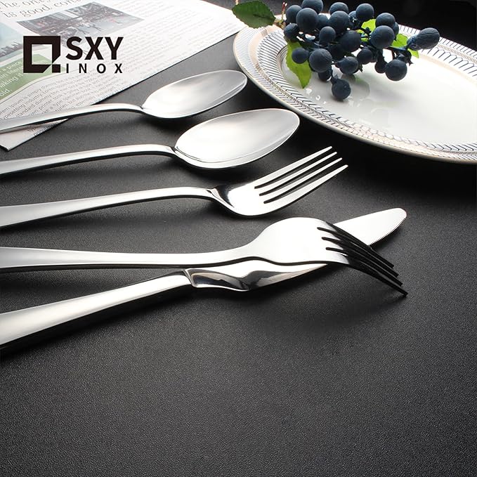 Silverware Set for 4,20 Pieces Forged Stainless Steel Flatware Set Cutlery Set,Heavy Duty and Modern Desgin,Fancy Tableware Cutlery Set for Home,Restaurant (Silver 20)
