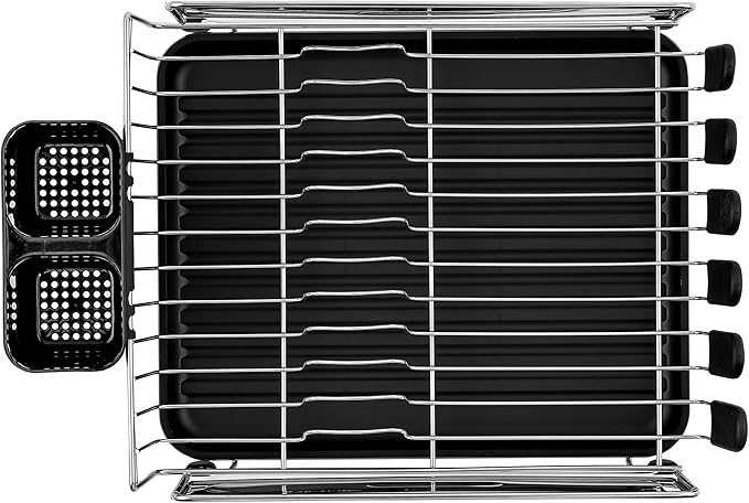 happimess DSH1000A Compact 17.25' Fingerprint-Proof Stainless Steel Dish Drying Rack, Dish Rack with Wine Glass Holder, Utensil Holder, Stainless Steel/Black, Silver/Black
