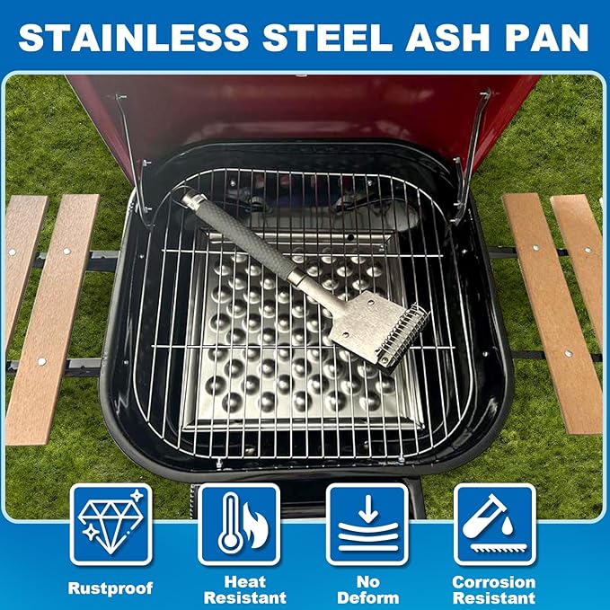 Carbon Steel Ash Pan for Americana Walk-A-Bout, Swinger, Sizzler, and Traveler Charcoal Grills, Replacement Parts for 1040.8.001,2 Pack