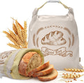 Large Linen Beeswax Bread Bags(2 Pack) Sourdough Bread Bags Reusable Double-Lock Freezer Baking Container Gift Giving for Homemade,Loaf,Sourdough,Food Storage (Plain Colour Patterns)