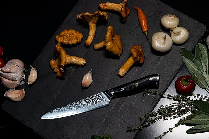 Oxford CHEF Utility (Petty) Knife 6 inch Damascus- Japanese- VG10 Super Steel 67 Layer High Carbon Stainless Steel-Razor Sharp, Stain & Corrosion Resistant, Awesome Edge Retention