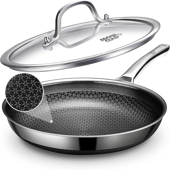 Non Stick Frying Pans, 12-inch with Lid, Induction Compatible Cooking Pan, PFOA Free Cookware