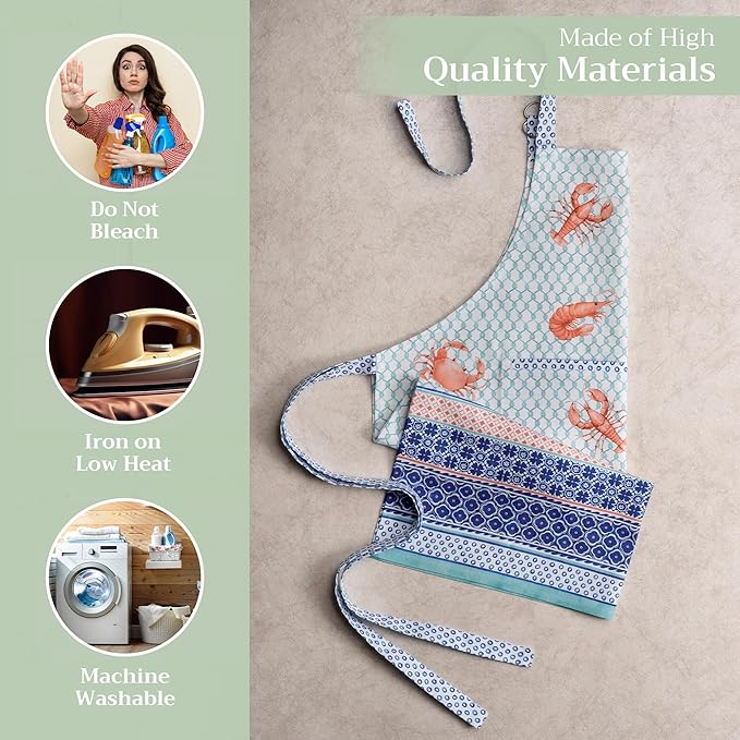 Maison d' Hermine 100% Cotton Apron for women with Pocket Kitchen Chef Apron for Men Cooking Gardening Server Waitress