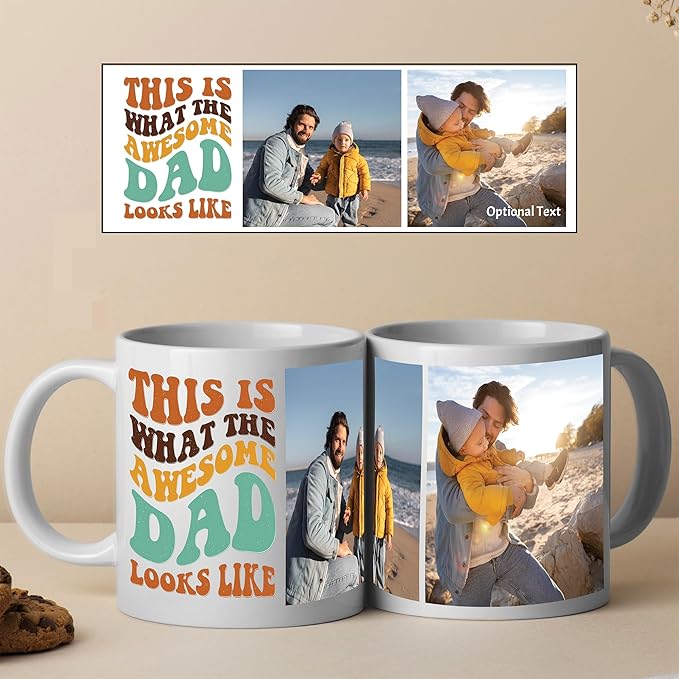 Custom Photo Ceramic Coffee Mug, Jumbo Sized-20oz, Glossy or Matte Finish (Dad)