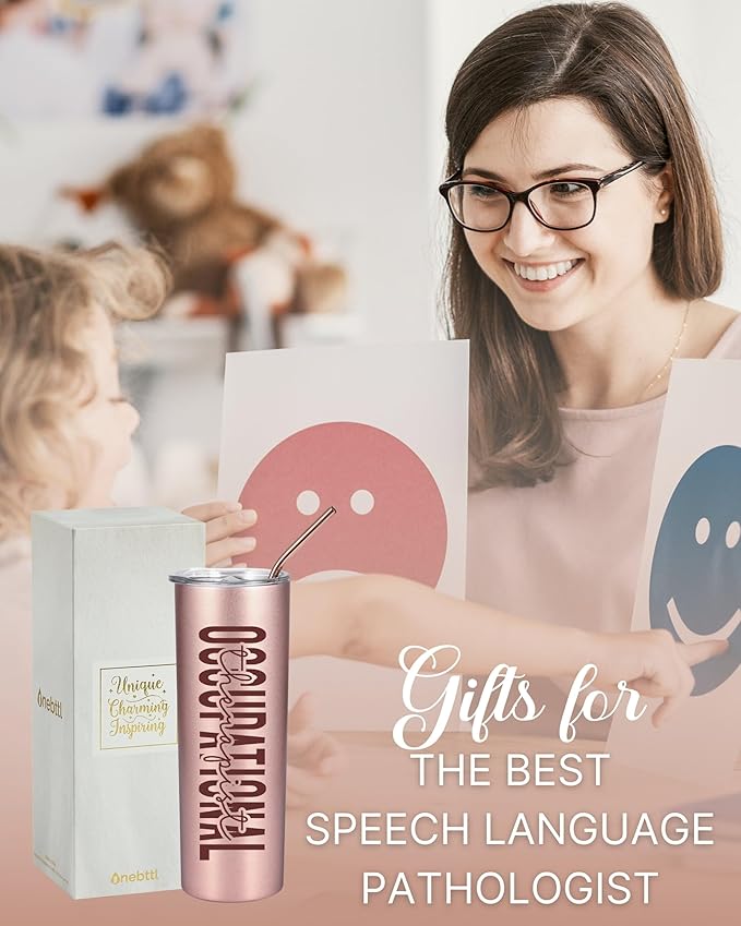 Speech Language Pathology Gifts for Women, Gifts for SLP on National Speech Pathologist Day, Birthday and Chirstmas, 20 oz Insulated Stainless Steel Travel Tumbler - SLP