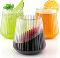 Exquisite 24 Pcs Unbreakable Stemless Plastic Wine Glasses Disposable Wine Glasses Stemless 12 Oz Ribbed Plastic Cups Reusable Clear Party Cups Disposable Cocktail Glass For Weddings & Events