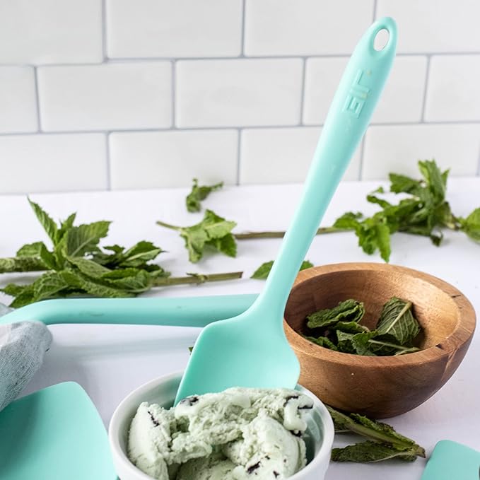 GIR: Get It Right Mini Spoonula Silicone Spatula - 8-Inch Slate - Heat-Resistant Up to 425°F - Non-Stick Seamless Food Grade Silicone - Scraper for Mixing, Baking & Serving