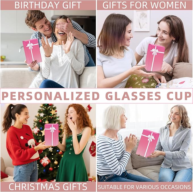 Personalized Gifts for Women,20oz Ribbed Glass Tumbler,Monogrammed Gifts for Women,Birthday Gift,Ice Coffee Mug,Christmas Gift for Mom Sister-S