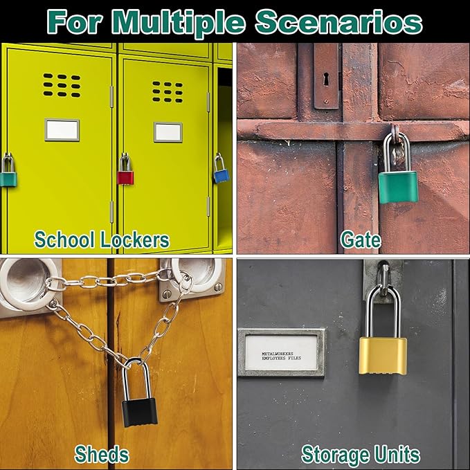 2pcs Combination Lock, 4-Digit Heavy Duty Combo Lock, Combination Padlock Outdoor Waterproof Gate Locks for Outdoor Fence, Locker, Sheds, Gym, Gate Hasps (2pcs, Long Shackle, Green)