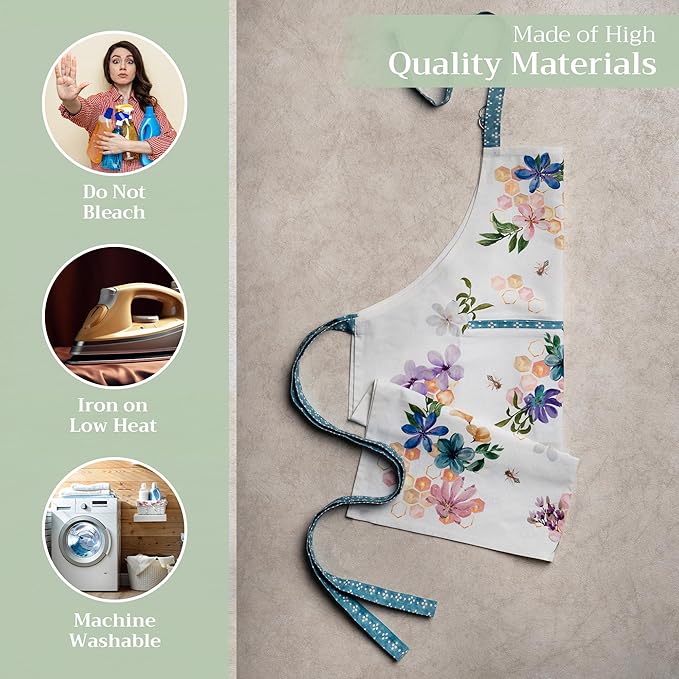 Maison d' Hermine 100% Cotton Apron for women with Pocket Kitchen Chef Apron for Men Cooking Gardening Server Waitress