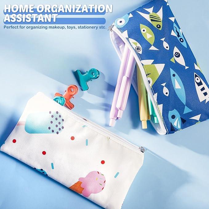 Chumia 6 Pcs Reusable Snack Bags Gift Food Safety Washable Snack Bags Lunch with Zipper Portable Sandwich Bag Food Storage Pouch Double Layer(Vivid,6.9 x 3.7 Inches)