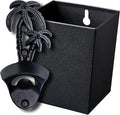 Black Palm Tree Beer Opener Wall Mounted Bottle Cap Opener with Cap Catcher Drainage for Beach Theme Gifts