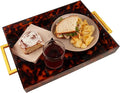Acrylic Serving Tray with Gold Handles, 16" x 12" Decorative Tray for Coffee Table, Spill-Proof Food and Drink Server. Multipurpose for Ottoman, Kitchen, Vanity, Countertop, Party Use (Tortoise Shell)