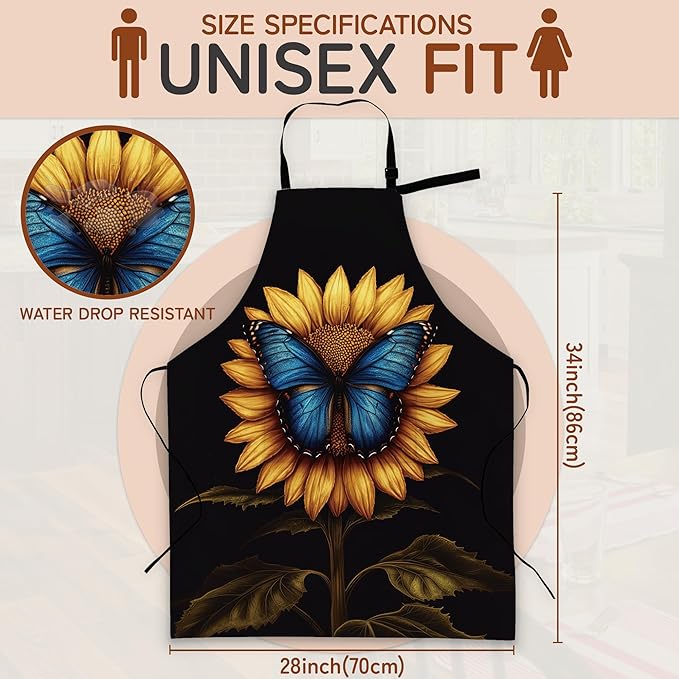 Adjustable Kitchen Apron with Pockets for Women and Men,Soft Chef Apron for Cooking, BBQ, and Grill