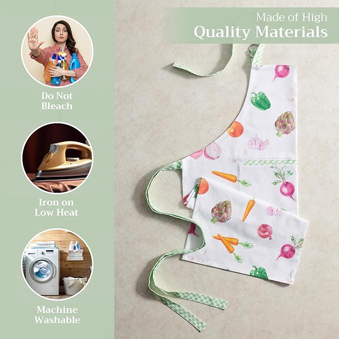 Maison d' Hermine 100% Cotton Apron for women with Pocket Kitchen Chef Apron for Men Cooking Gardening Server Waitress