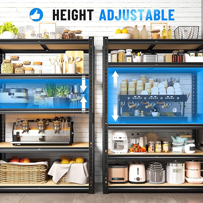 Bepatio Garage Shelving 2010LBS Storage Shelves 72" H Metal Shelving Heavy Duty Pantry Shelves Adjustable Garage Shelf for Kitchen Warehouse Basement, 35.4" W x 15.7" D x 72" H