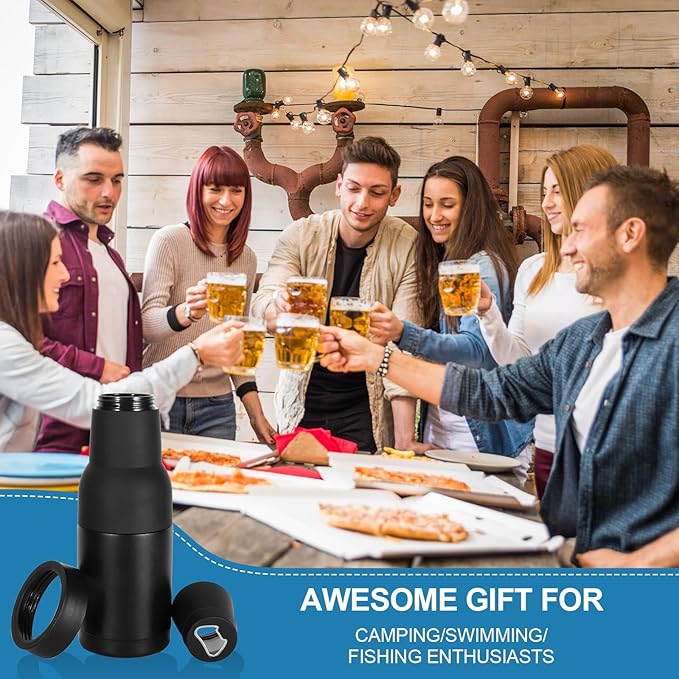 Beer Can Cooler, 12Oz Beer Bottle Cooler With Beer Opener, 3 In 1 Slim Can Cooler Insulated, Vacuum Insulated Double Walled Stainless Steel Beer Bottle Holder