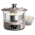 COOK WITH COLOR 3L Glass Mini Low Carb Rice Cooker – Holds 2 Cups Raw/Makes 6 Cups Cooked with Auto Lift Filter Basket, Hotpot & Steamer for Rice, Grains, Digital Panel with Keep Warm, Goat/Mink