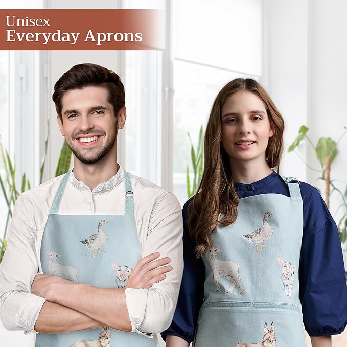 Maison d' Hermine 100% Cotton Apron for women with Pocket Kitchen Chef Apron for Men Cooking Gardening Server Waitress