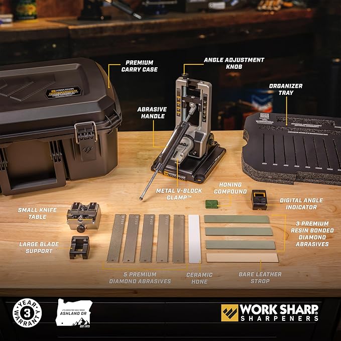 Work Sharp Ultimate Gift Bundle with Professional Precision Adjust Elite Knife Sharpener Kit and the Guided FIeld Sharpener
