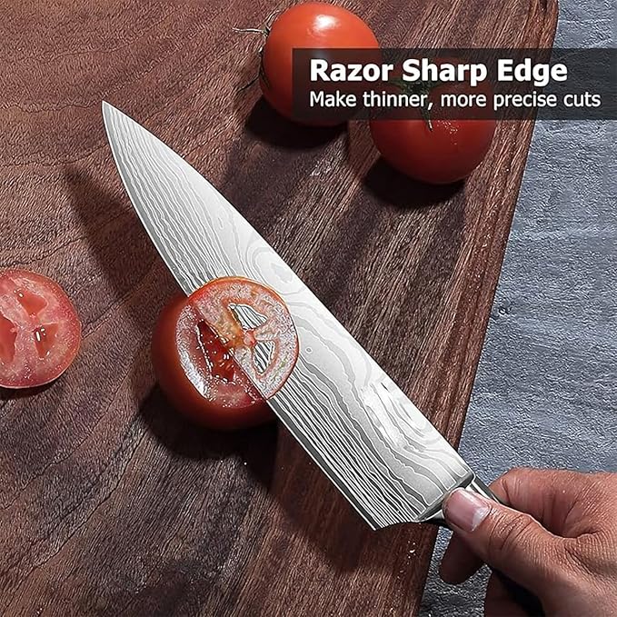 Chef Knife- 8", Razor-Sharp High-Carbon Stainless Steel Kitchen Knife, Ergonomic Handle, Multipurpose Japanese Chef's Knife for Meat & Veggies, Ideal for Gifting
