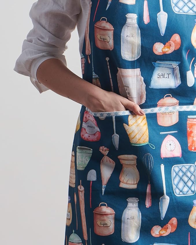 Maison d' Hermine 100% Cotton Apron for women with Pocket Kitchen Chef Apron for Men Cooking Gardening Server Waitress
